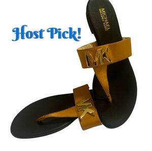 Michael Kors Hayley Thong Sandals Black Sz 8 NWOT